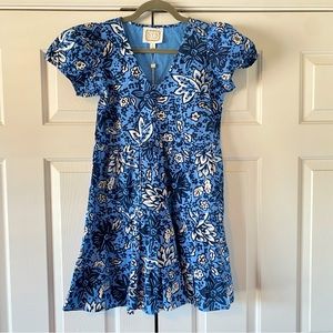 Sale! NWT Sail to Sable STS Blue and White Floral Short Sleeve Cotton Dress, XS